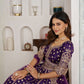 Rajwada Royal Purple Silk Blend Embellished Semi Stitched Lehenga For Women