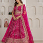 Rajwada Dark Pink Silk Blend Embellished Semi Stitched Lehenga For Women