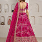 Rajwada Dark Pink Silk Blend Embellished Semi Stitched Lehenga For Women