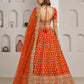 Rajwada Orange Silk Blend Embellished Semi Stitched Lehenga For Women