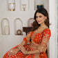 Rajwada Orange Silk Blend Embellished Semi Stitched Lehenga For Women