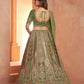 Rajwada Sage Green Silk Blend Embroidered Semi Stitched Lehenga For Women