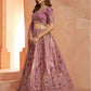 Rajwada Mauve Silk Blend Embroidered Semi Stitched Lehenga For Women