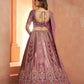 Rajwada Mauve Silk Blend Embroidered Semi Stitched Lehenga For Women