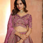 Rajwada Mauve Silk Blend Embroidered Semi Stitched Lehenga For Women