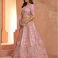 Rajwada Baby Pink Silk Blend Embroidered Semi Stitched Lehenga For Women