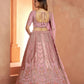 Rajwada Baby Pink Silk Blend Embroidered Semi Stitched Lehenga For Women