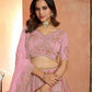 Rajwada Baby Pink Silk Blend Embroidered Semi Stitched Lehenga For Women