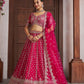 Rajwada Dark Pink Net Embellished Semi Stitched Lehenga For Women