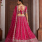 Rajwada Dark Pink Net Embellished Semi Stitched Lehenga For Women