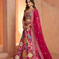 Rajwada Pink Silk Blend Embellished Semi Stitched Lehenga For Women