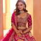 Rajwada Pink Silk Blend Embellished Semi Stitched Lehenga For Women