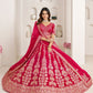 Rajwada Dark Pink Silk Blend Embellished Semi Stitched Lehenga For Women