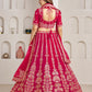 Rajwada Dark Pink Silk Blend Embellished Semi Stitched Lehenga For Women