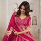 Rajwada Dark Pink Silk Blend Embellished Semi Stitched Lehenga For Women