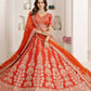 Rajwada Orange Silk Blend Embellished Semi Stitched Lehenga For Women