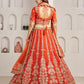 Rajwada Orange Silk Blend Embellished Semi Stitched Lehenga For Women