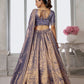 Rajwada Pastel Blue  Blend Embroidered Semi Stitched Lehenga For Women