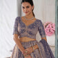 Rajwada Pastel Blue  Blend Embroidered Semi Stitched Lehenga For Women