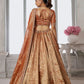 Rajwada Rust Silk Blend Embroidered Semi Stitched Lehenga For Women