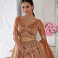 Rajwada Rust Silk Blend Embroidered Semi Stitched Lehenga For Women