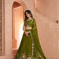Rajwada Olive Silk Blend Embellished Semi Stitched Lehenga For Women