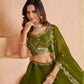Rajwada Olive Silk Blend Embellished Semi Stitched Lehenga For Women