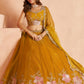Rajwada Mustard Yellow Silk Blend Embellished Semi Stitched Lehenga For Women