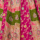 Rajwada Olive And Pink Silk Blend Embellished Semi Stitched Lehenga For Women