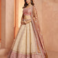 Rajwada Cream Silk Blend Embellished Semi Stitched Lehenga For Women
