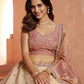 Rajwada Cream Silk Blend Embellished Semi Stitched Lehenga For Women