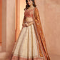 Rajwada Cream Silk Blend Embellished Semi Stitched Lehenga For Women