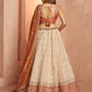 Rajwada Cream Silk Blend Embellished Semi Stitched Lehenga For Women