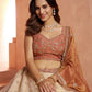 Rajwada Cream Silk Blend Embellished Semi Stitched Lehenga For Women