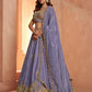 Rajwada Dusty Lavender Silk Blend Embroidered Semi Stitched Lehenga For Women