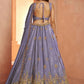 Rajwada Dusty Lavender Silk Blend Embroidered Semi Stitched Lehenga For Women