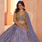 Rajwada Dusty Lavender Silk Blend Embroidered Semi Stitched Lehenga For Women