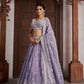 Rajwada Purple Silk Blend Embellished Semi Stitched Lehenga For Women