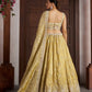 Rajwada Light Yellow Silk Blend Embellished Semi Stitched Lehenga For Women