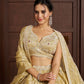 Rajwada Light Yellow Silk Blend Embellished Semi Stitched Lehenga For Women