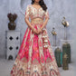 Rajwada Pink Organza  Embroidered Semi-Stitched Lehenga With Unstitched Blouse For Women