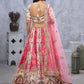 Rajwada Pink Organza  Embroidered Semi-Stitched Lehenga With Unstitched Blouse For Women