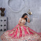Rajwada Pink Organza  Embroidered Semi-Stitched Lehenga With Unstitched Blouse For Women