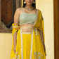 Rajwada Women Yellow Georgette Semi Stitched Lehenga With  Unstitched Blouse