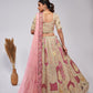 Rajwada Cream Organza Silk Embroidered Semi Stitched Lehenga With Unstitched Blouse For Women