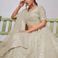 Rajwada White Soft Net Embroidered Semi Stitched Lehenga With Unstitched Blouse For Women