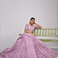 Rajwada Pink Soft Net Embroidered Semi Stitched Lehenga With Unstitched Blouse For Women