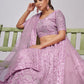 Rajwada Pink Soft Net Embroidered Semi Stitched Lehenga With Unstitched Blouse For Women