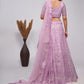 Rajwada Pink Soft Net Embroidered Semi Stitched Lehenga With Unstitched Blouse For Women