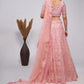 Rajwada Peach Soft Net Embroidered Semi Stitched Lehenga With Unstitched Blouse For Women
